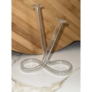 Vintage Glass Test Tube Twisted Ruffled Double Bud Vase Propagation Station 5”